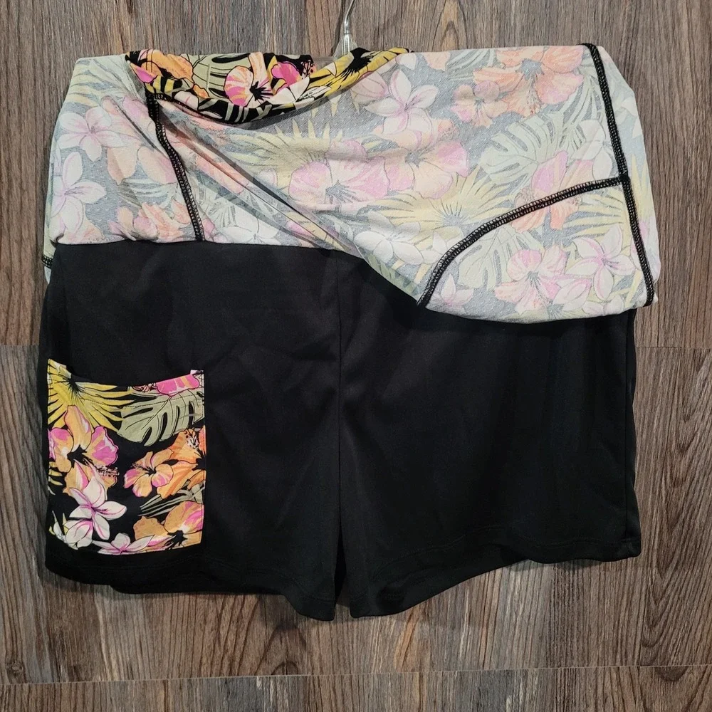 Tribal Sport Activewear Skort Sz L Multicolor Tropical Floral Golf Tennis Nylon